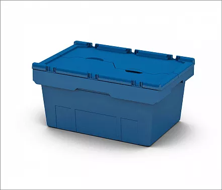 Крышка пластиковая LF-64 610х410 мм iPlast голубая распашная c осями для контейнера KV-6417, 6422, 6427 (50.518.С55)
